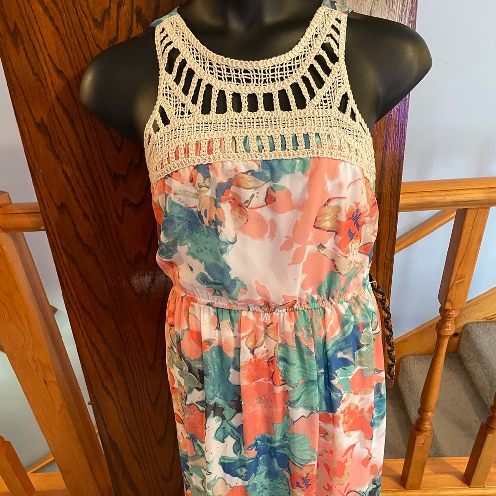 Crochet top flowy maxi dress